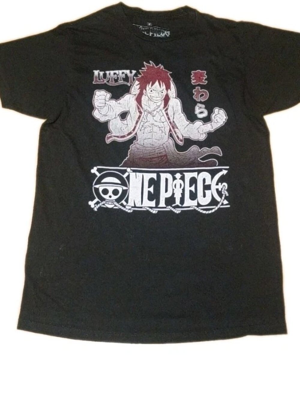 Official One Piece Anime Luffy Black Graphic Print Short Sleeve T Size Medium